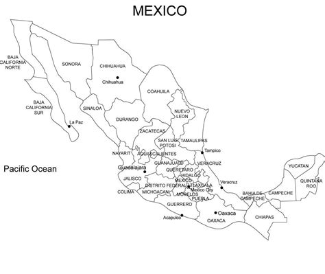 Mapa en blanco de México Esquema para colorear imprimir e dibujar ColoringOnly Com