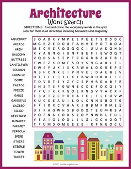 architect activity architecture word search puzzle  puzzles