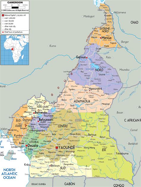 Detailed Political Map Of Cameroon Ezilon Maps