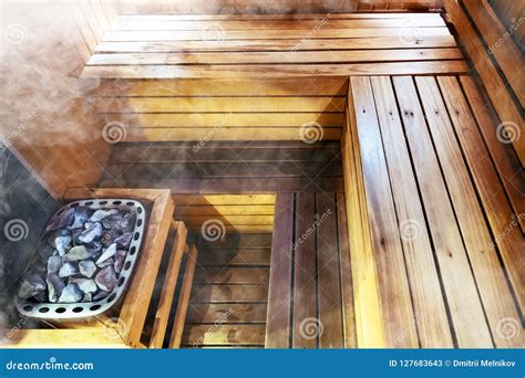Interior Of Finnish Sauna Classic Wooden Sauna Stock Image Image Of