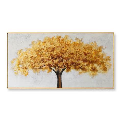 Gold Leaf Tree Canvas Painting Abstract Acrylic Paintings Etsy