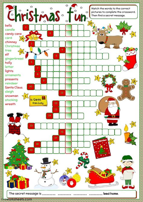 These pretty worksheets are a pretty and festive way to learn some christmas spellings! Christmas fun - crossword - Interactive worksheet