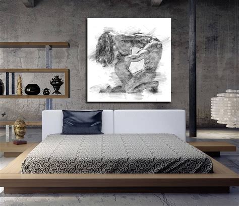Canvas Art His And Hers Bedroom Wall Art Abstract Art Print Pencil