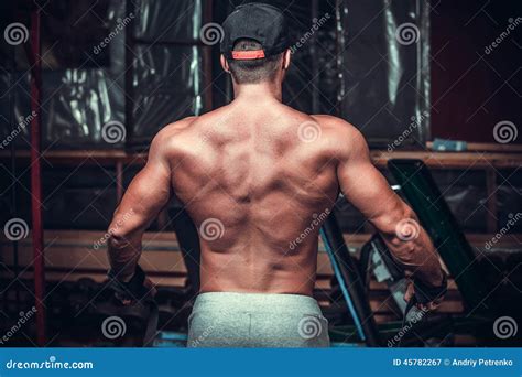 Muscled Male Model Showing His Back Stock Image Image Of Back Power