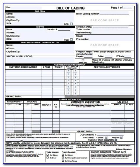 Bill of lading use a saved template. Freight Bill Of Lading Form | vincegray2014