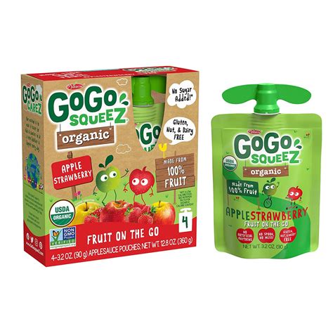 Gogo Squeez Apple Strawberry Organic Applesauce Healthy Snack Solutions