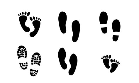 Set Collection Footprint Step Silhouette Icon Simple Design 2412545