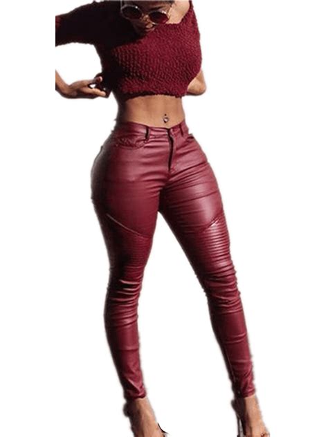 Pudcoco Pudcoco New Women Skinny Jeggings Stretchy Slim Sexy Leggings Leather Lace Pants Women