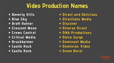 Films Production 900 Best Production Company Names