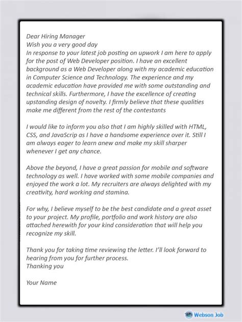 Three cover letter examples upwork ms office pro plus. Freelance Web Developer Proposal Template in 2020 ...