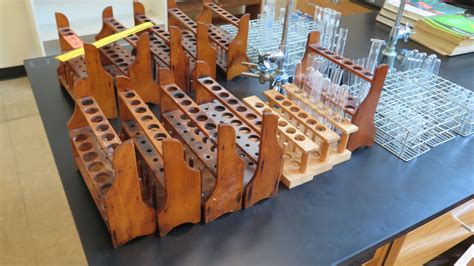 Qty 14 Wooden Test Tube Holders W Misc Test Tubes Rm 121 Oahu