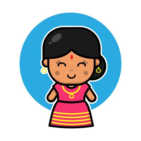 Cute Indian Girl Cartoon Character 3338437 Vector Art At Vecteezy