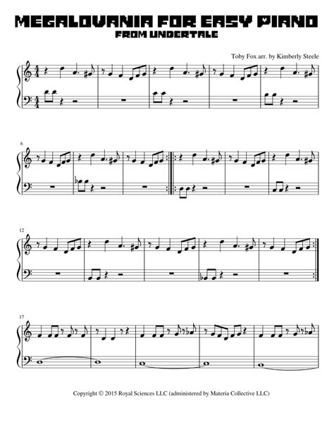 Megalovania (arr. Kimberly Steele) by Toby Fox Sheet Music for Easy
