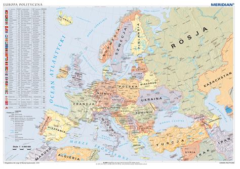 Mapa Polityczna Europy Stan Na 2019 Mapa ścienna Wydawnictwo Edulex