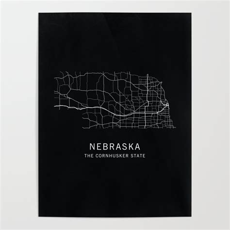 Nebraska State Road Map Poster By Clark Street Press Society6