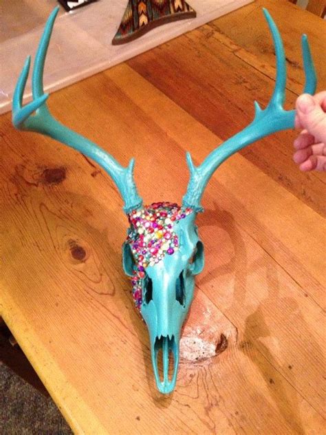 Turquoise Hand Beadedpainted Deer Skull By Justwhatever On Etsy 60