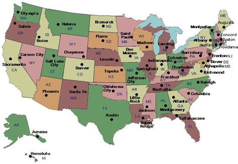 Map Of Usa With State Capitals Labeled Geography Quiz State