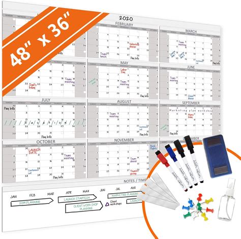Hea Large Dry Erase Wall Calendar 2020 Premium New