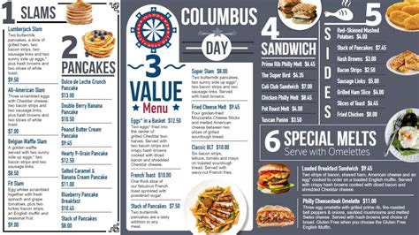 Columbus Day Digital Menu For Restaurants