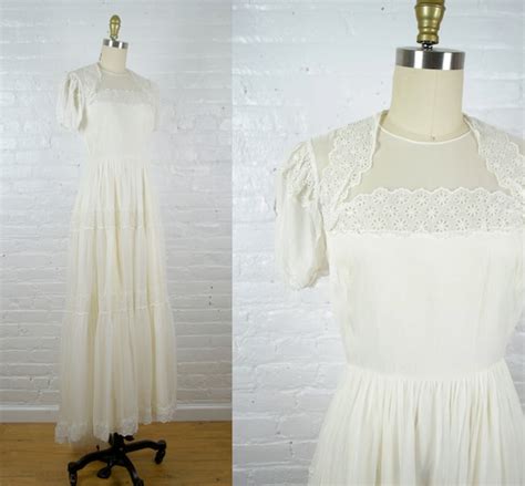 1930s Wedding Dress Vintage 30s Cream White Wedding Gem