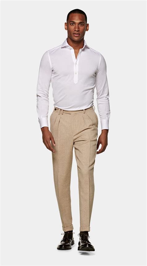 Light Brown Pleated Blake Trousers Pure Wool Suitsupply Online Store