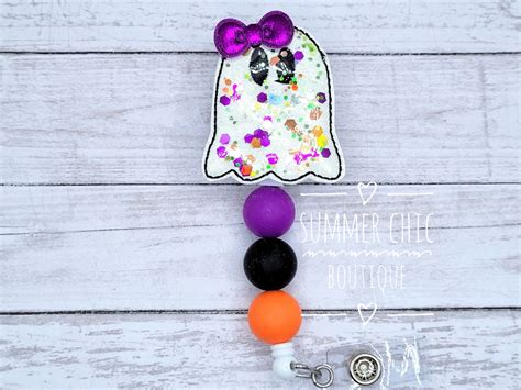 Confetti Ghost Badge Reel Nurses Badge Reel Beaded Badge Reel