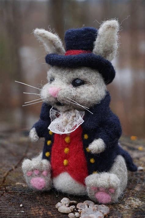 Needle Felt Rabbit The Magician Ooak Felt Wool Scupture Etsy Canada