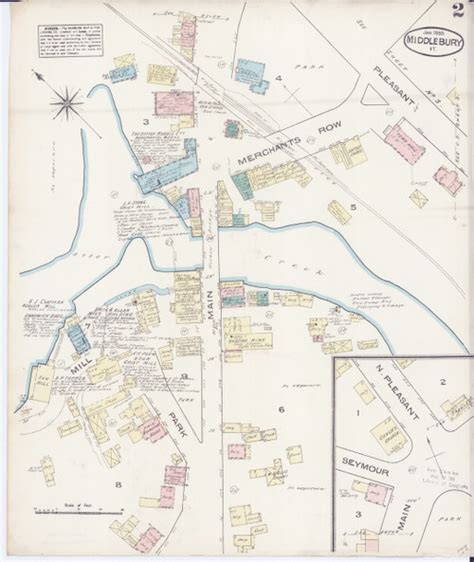 Middlebury Vt Fire Insurance 1885 Sheet 2 Old Town Map Reprint Old