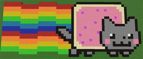 Nyan Cat Pixel Art Minecraft Project Nyan Cat Minecraft Pixel Art