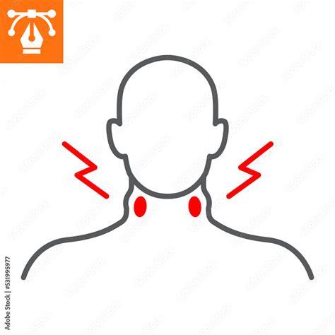 Swollen Lymph Nodes Line Icon Outline Style Icon For Web Site Or