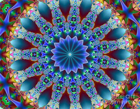 Psychedelic Fractal Kaleidoscope Pattern Digital Art