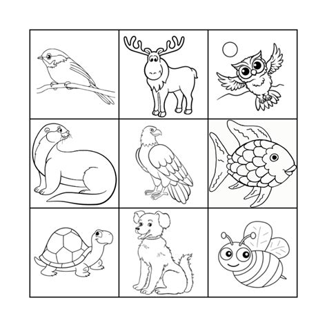 Ojibwe Animal Bingo Card