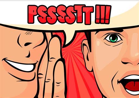 Gossip man whispering secret or news in ear of surprised person with