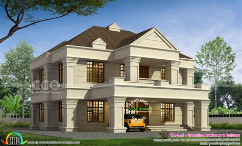 2945 Sq Ft 5 Bhk Colonial House Plan Kerala Home Design And Floor