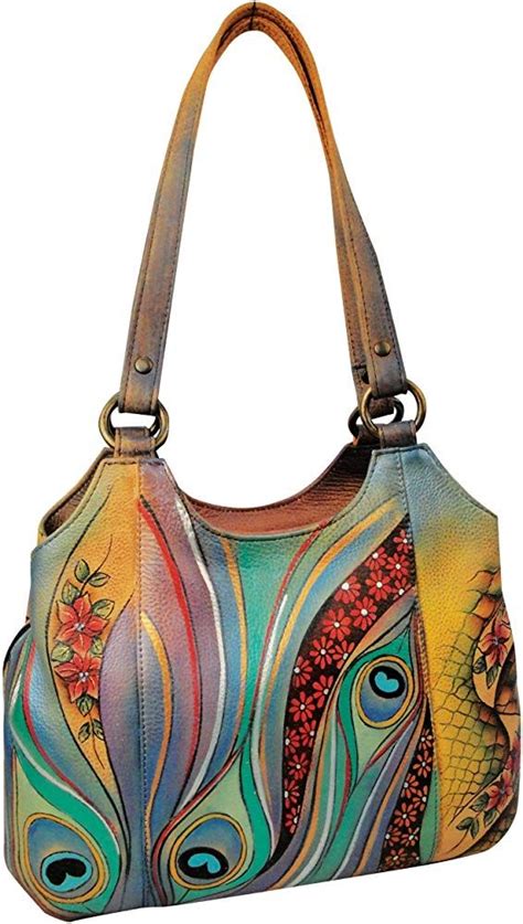 Anuschka Womens Hand Painted Genuine Leather Triple Compartment