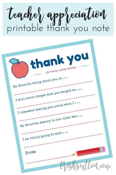 Thank You Card For Teacher From Student Printable Retelq