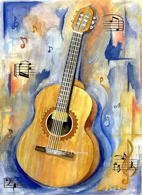 Beautiful Acoustic Watercolour Canvas Ideas Music Painting Guitar