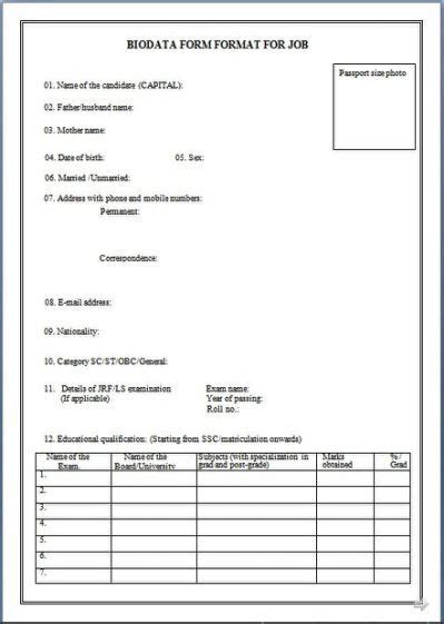 Is currently in charge of the power and utilities department of bpclkochi refinery. Biodata Format For Job Application | Biodata format, Biodata format download, Resume format download