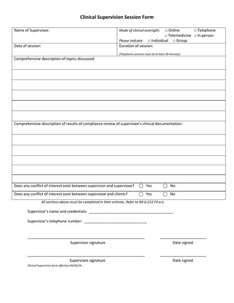 Clinical Supervision Session Form Fill Out Sign Online And Download
