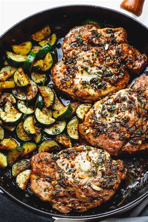 How to chop a zucchini. Garlic Butter Herb Pork Chops Recipe with Zucchini - Best ...