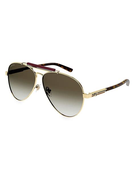 gucci archive details 61mm metal pilot sunglasses in metallic for men lyst