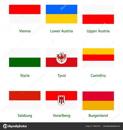 All flaggen/fahnen deutsche bundesländer flaggen / fahnen deutsche städte & regionen zubehör schlüsselanhänger ländermotiv basecaps flaggenmotive flaggen wunschanfertigung. Österreichische Landesflaggen — Stockfoto © viktorijareut ...