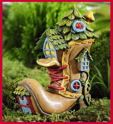 Fairy Garden Shoe Design Fairy House Figurine Enchanted Forest Pixie