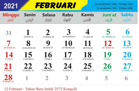 Kalender Bulan Februari Lengkap Tanggalan Jawa Dan Hijriyah Ujare My
