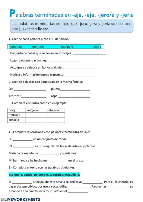 Clases De Palabras Para Cuarto De Primaria Fichas Para Imprimir Images