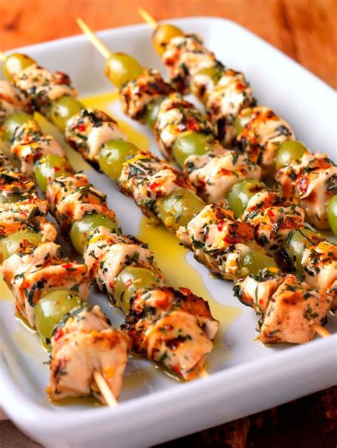 I make this chicken salad. Mediterranean Grilled Chicken and Grape Skewers | Recipe ...