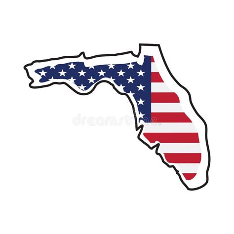 Map Of The State Of Florida In Combination With A Waving The Flag Of