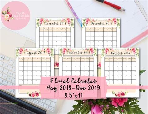 Make your own printable monthly calendar for 2021 online from unique & custom designs at photobook united states. 8.5x11 Printable FLORAL calendar / School calendar/ Homeschool / Teacher planner / Planner ...