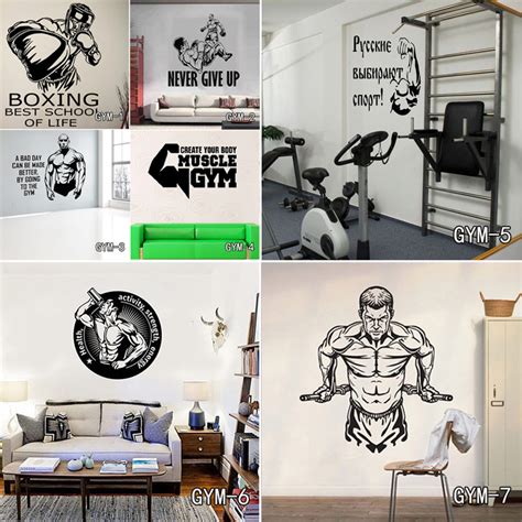 From wall murals to posters to prints and acrylic wall decor, you'll find great ideas here for your home gym walls! Fitness Gym Wall Decal Vinyl Wall Sticker Sport Home Mural ...