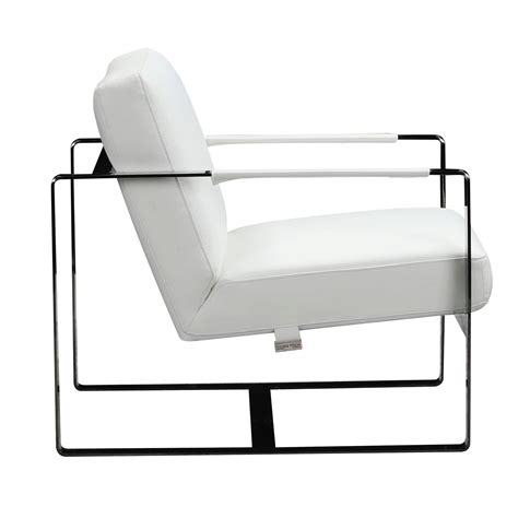 White Genuine Italian Leather Accent Chair Contemporary Global United